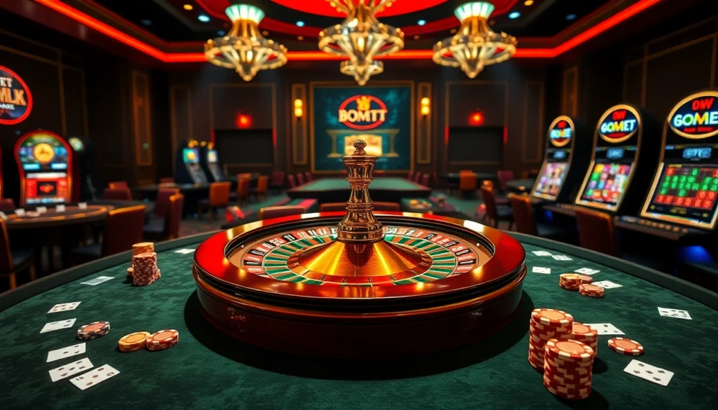 Experience the excitement of online gambling with i1dompet featuring a luxurious casino setup.