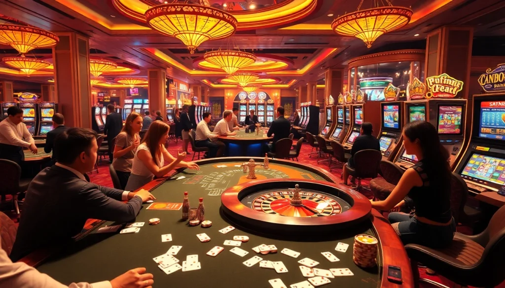 Experience the thrill of winning at https://288t.global/ with vibrant slot machines and a bustling casino atmosphere.